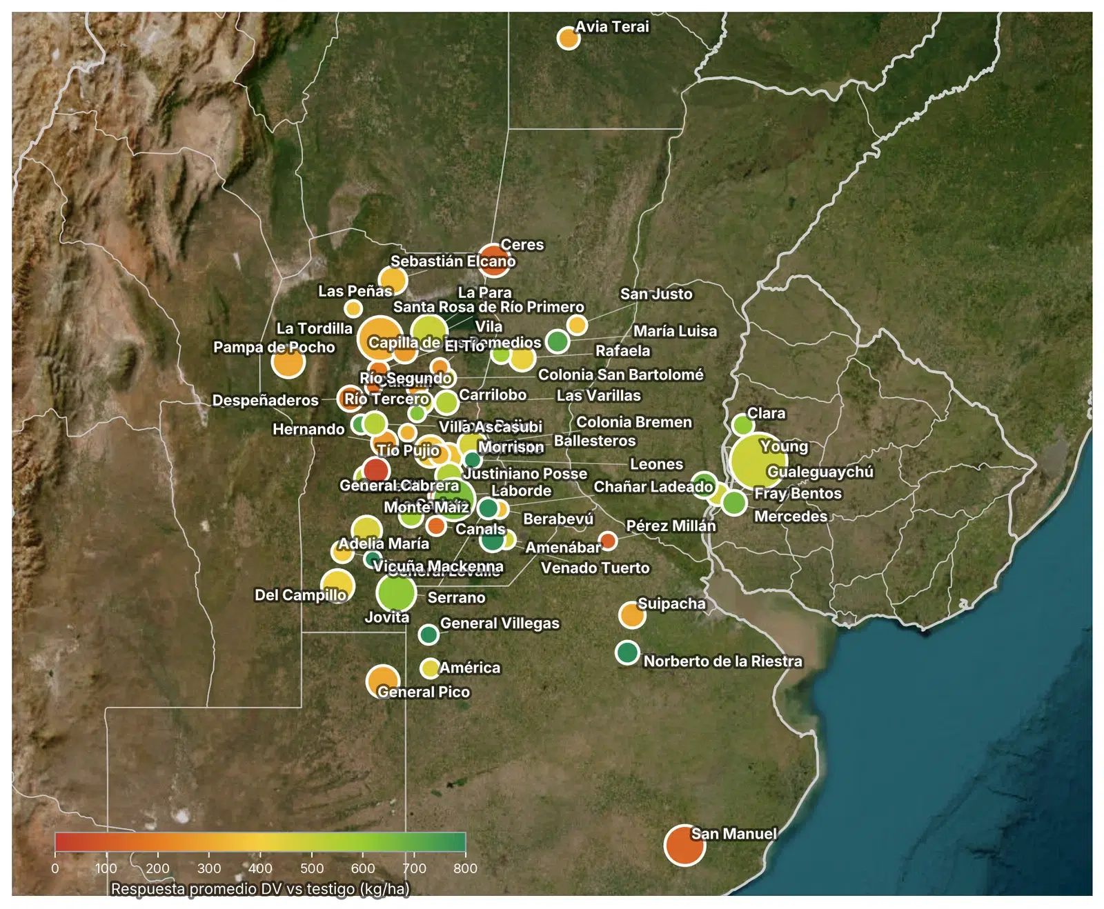 Mapa de las zonas de la red de ensayos de agricultura de precisión EasyAgro 2025-26